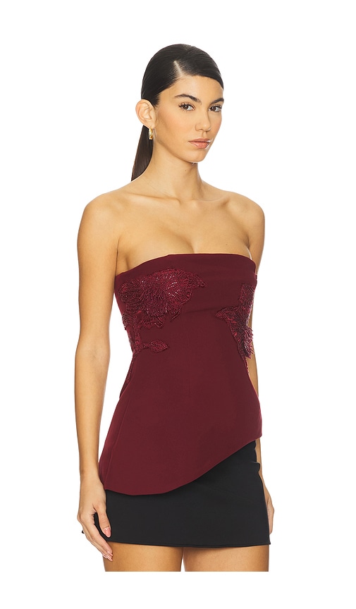 Amur Ardell Beaded Floral Top In Burgundy