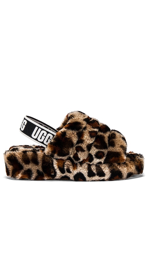 leopard ugg slides