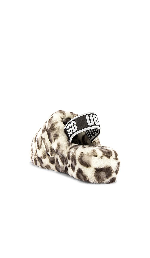 white leopard ugg slides