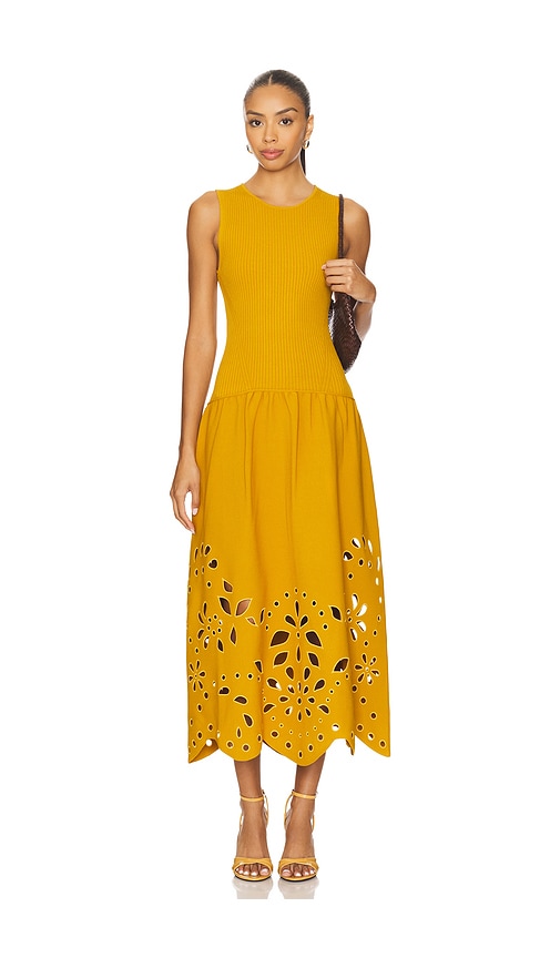 Ulla Johnson Rosaline Sleeveless Drop Waist Knit Midi Dress In Yellow