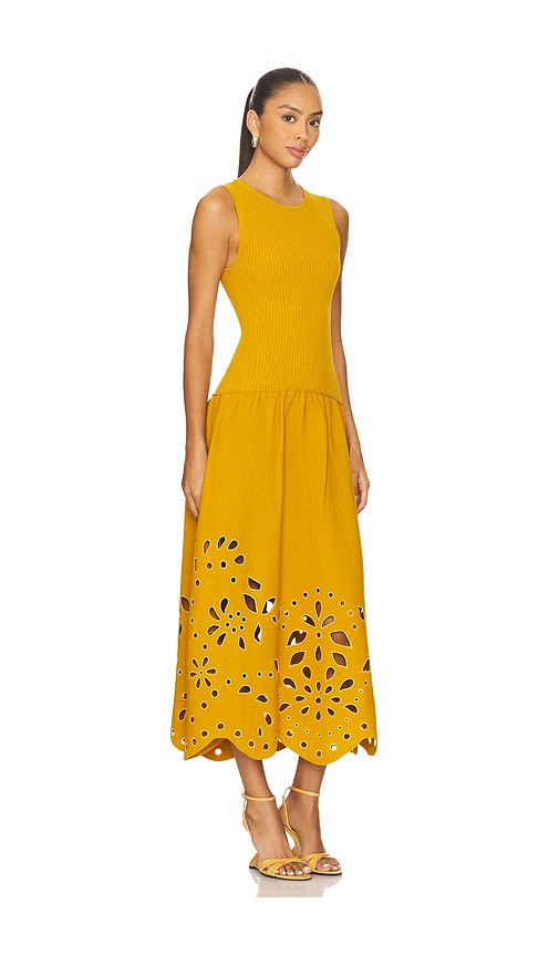 Ulla Johnson Rosaline Sleeveless Drop Waist Knit Midi Dress In Yellow