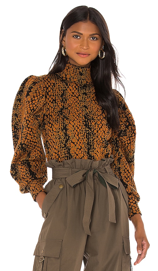Ulla Johnson Sascha Turtleneck in Amber Python