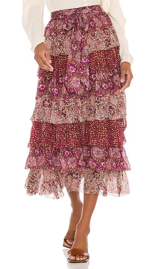 Ulla Johnson Fayanna Skirt in Claret Patchwork