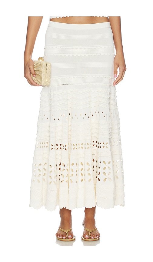 Ulla Johnson Annisa Eyelet Knit Skirt In Brown