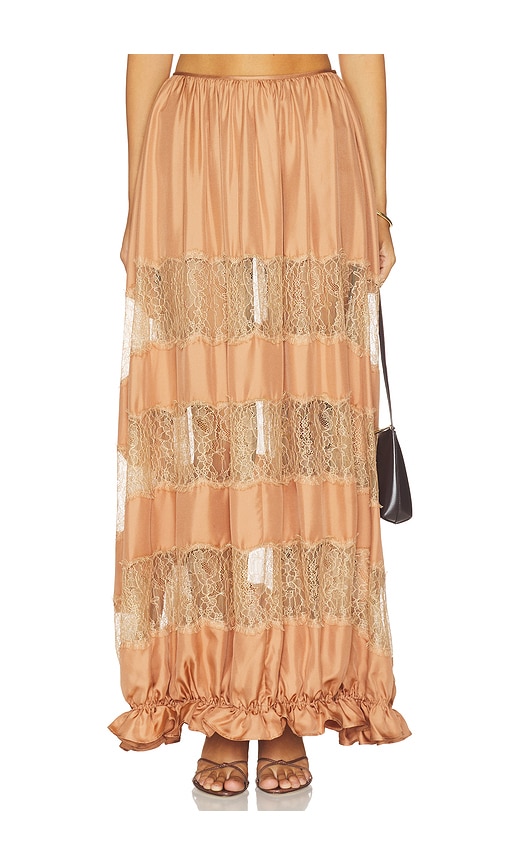 Ulla Johnson JUPE MIDI EN SOIE CHANTAL en Brown Taille 6 Also en 4 8 823$