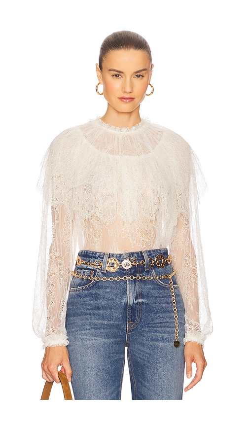 Ulla Johnson Viviane Cape Layer Long Sleeve Blouse In White