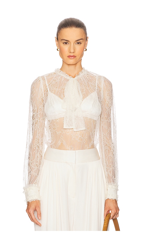 Ulla Johnson Iliana Necktie Long Sleeve Blouse In White
