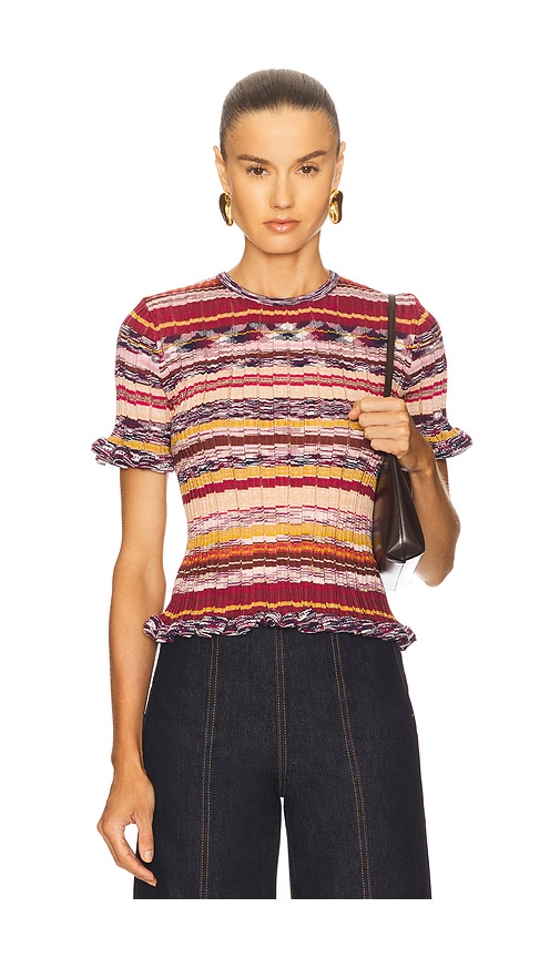 Ulla Johnson Miya Short Sleeve Knit Top In Multi