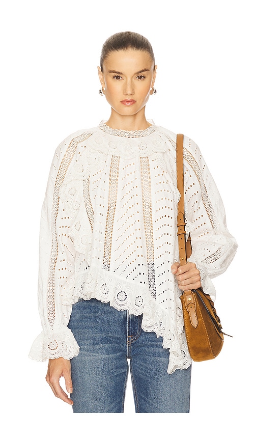 Ulla Johnson Marcella Asymmetrical Long Sleeve Blouse Pristine In White