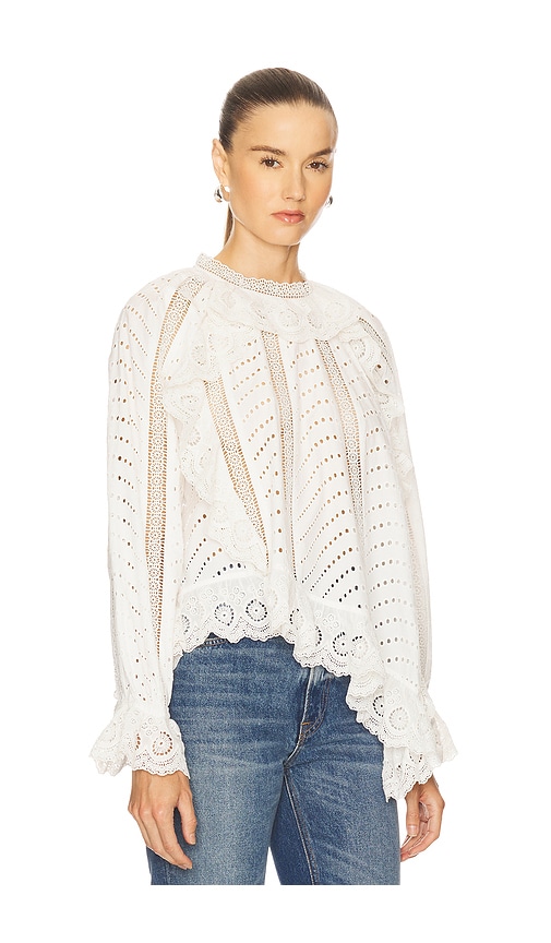 Ulla Johnson Marcella Asymmetrical Long Sleeve Blouse Pristine In White