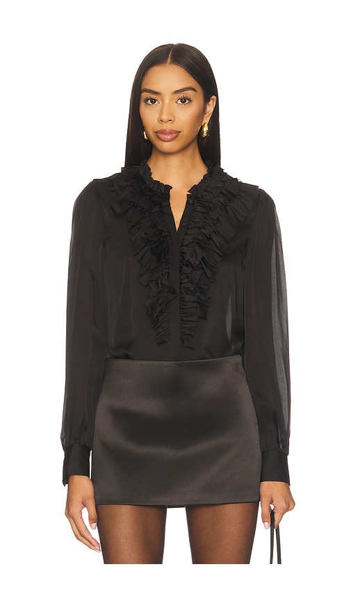 Ulla Johnson Rouen Silk Long Sleeve Blouse in Noir