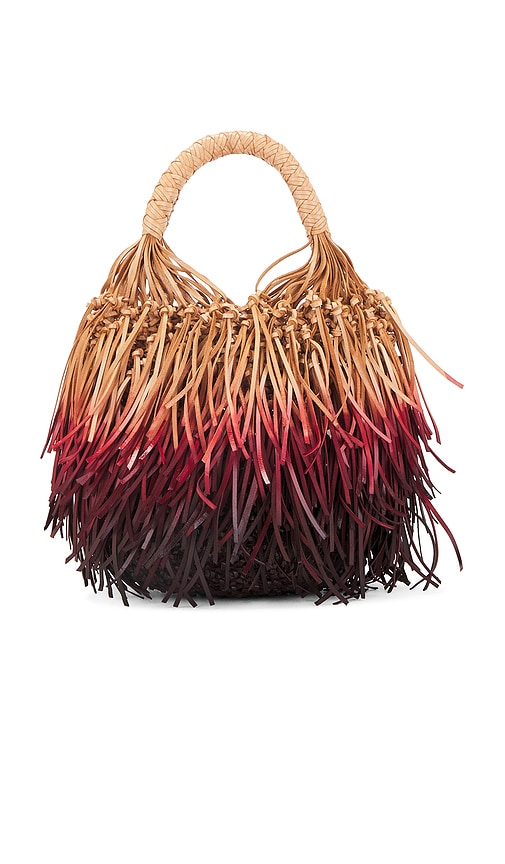 Shop Ulla Johnson Valeria Small Fringe Hobo In Pomegranate Ombre