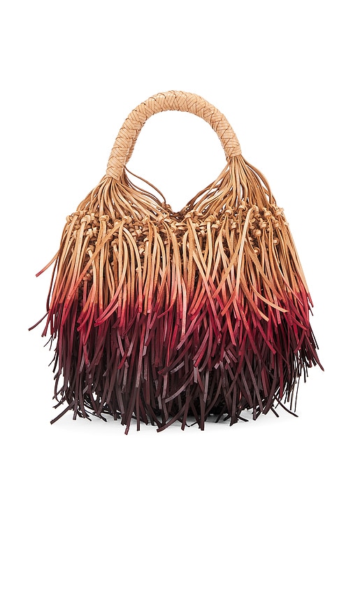 Shop Ulla Johnson Valeria Small Fringe Hobo In Pomegranate Ombre