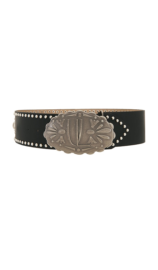 Understated Leather Oversized Buckle Belt in Black. - size L/XL (also in M/L, XS/S)