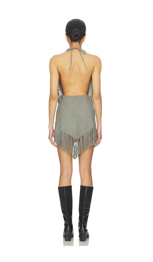  Understated Leather Fringe Mini Dress In Green. Size S. Also In M, L, Xl. 