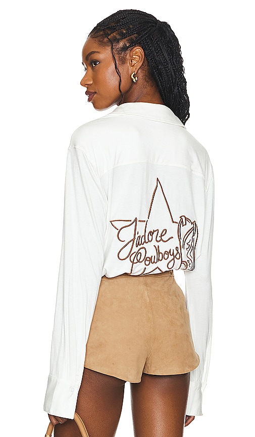 Shop Understated Leather J'adore Cowboys Bedshirt In Ivory