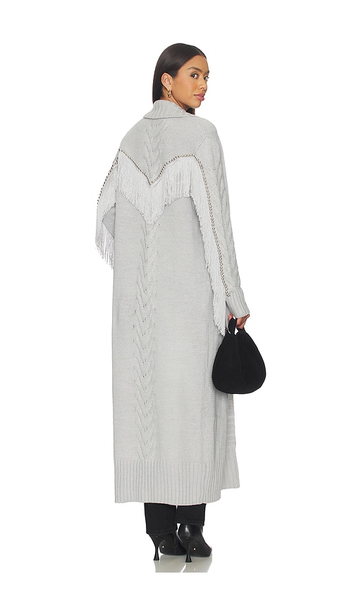 Understated Leather Long Rodeo Cardigan In Gray