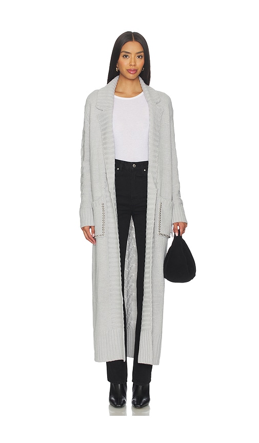 Understated Leather Long Rodeo Cardigan In Gray