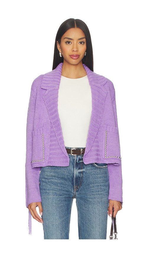 Understated Leather Cropped Rodeo Cardigan In Purple