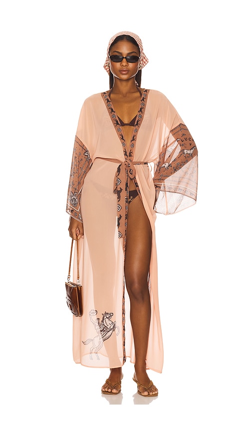 Understated Leather Horsey Kimono In Orange