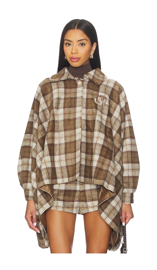 Understated Leather Plaid Western Cape in Cream & Brown