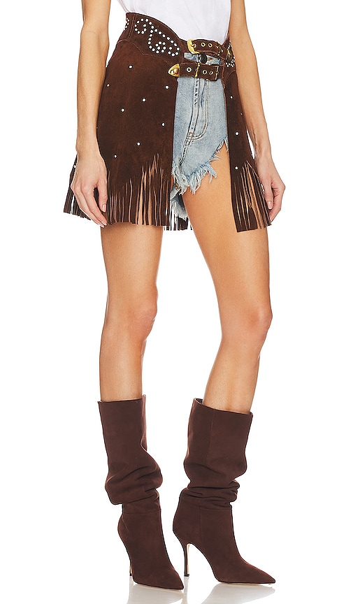 Shop Understated Leather Sweet Creature Chaps Skirt In Brown