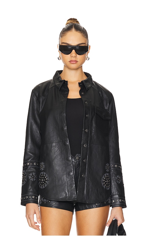 Shop Understated Leather Reflection Shirt In Black