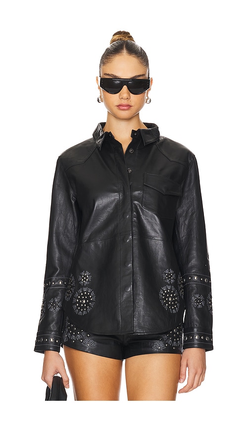 Shop Understated Leather Reflection Shirt In Black