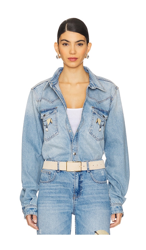 Understated Leather Horsey Shirt In Blue