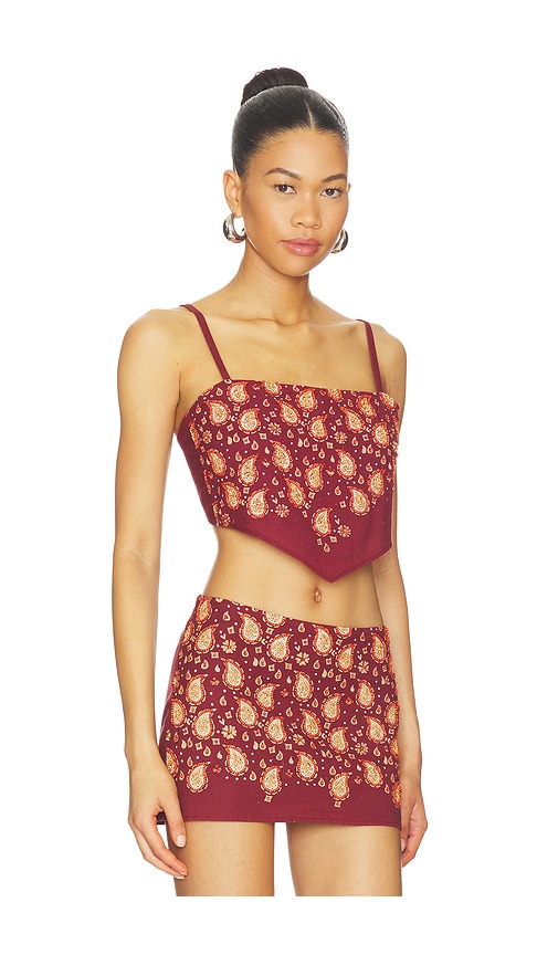  Understated Leather X Revolve Beaded Paisley Top En Color Burgundy Talla L  (también En M, S, Xl, Xs). 