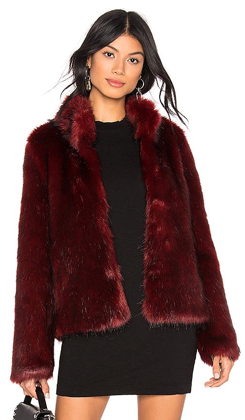 Unreal Fur cheapest Jacket Womens Small Brown Red Faux Fur Open Front Delish Coat