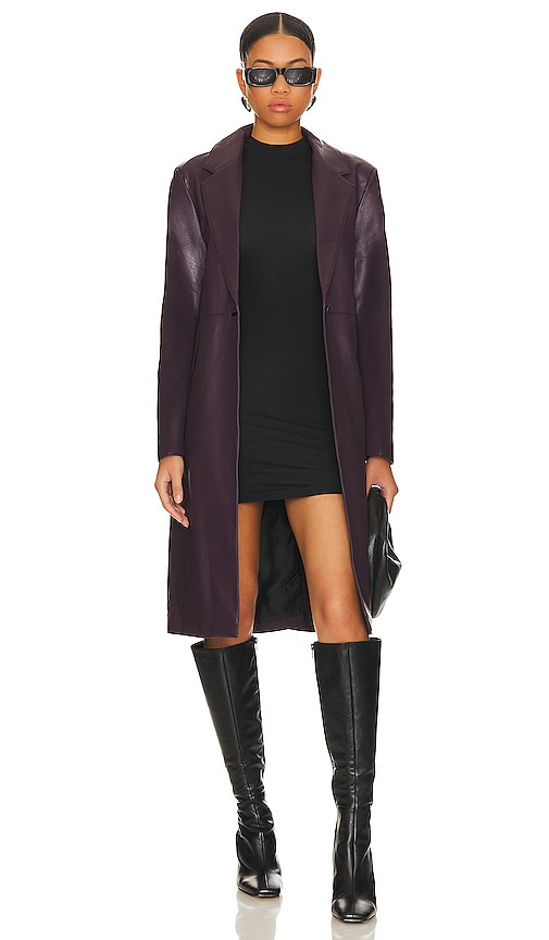 Unreal Fur Mack Trench Coat in Aubergine