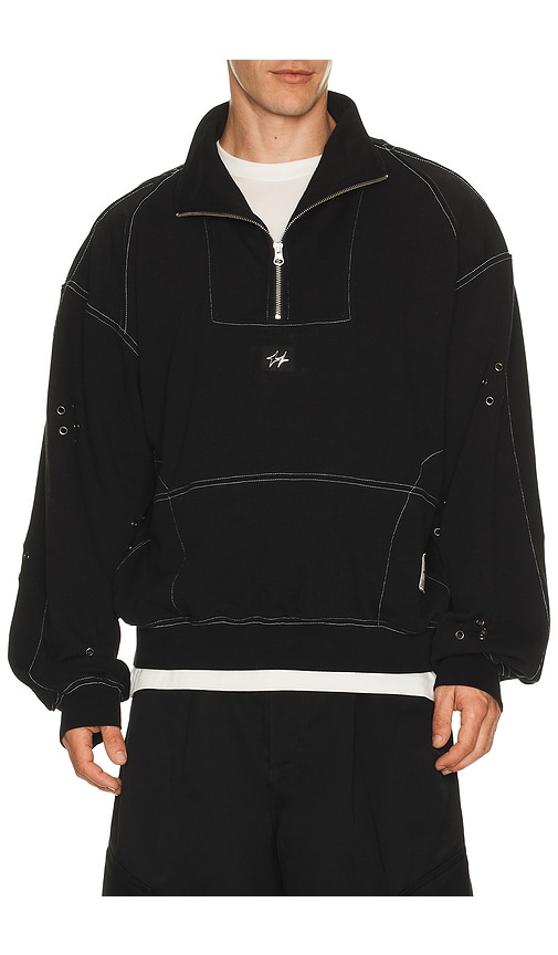 Uprisers Uprs Floral Eyelet Half Zip In Black