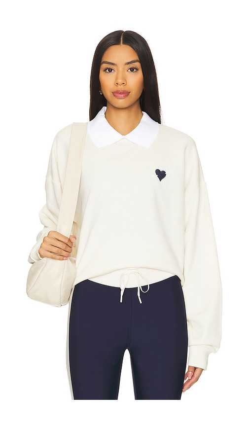 The Upside Pascal Collared Crew Sweatshirt In Cream