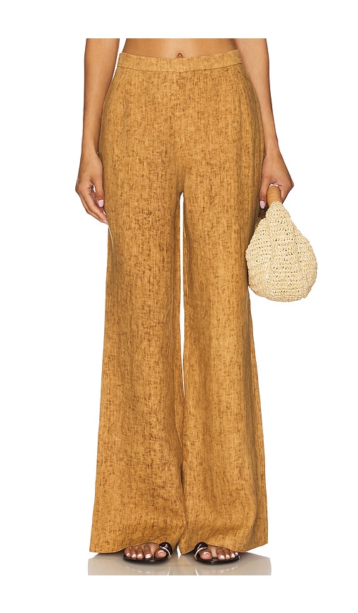 Antonia Linen Trouser in Tan. - size XS (also in L, M, S)