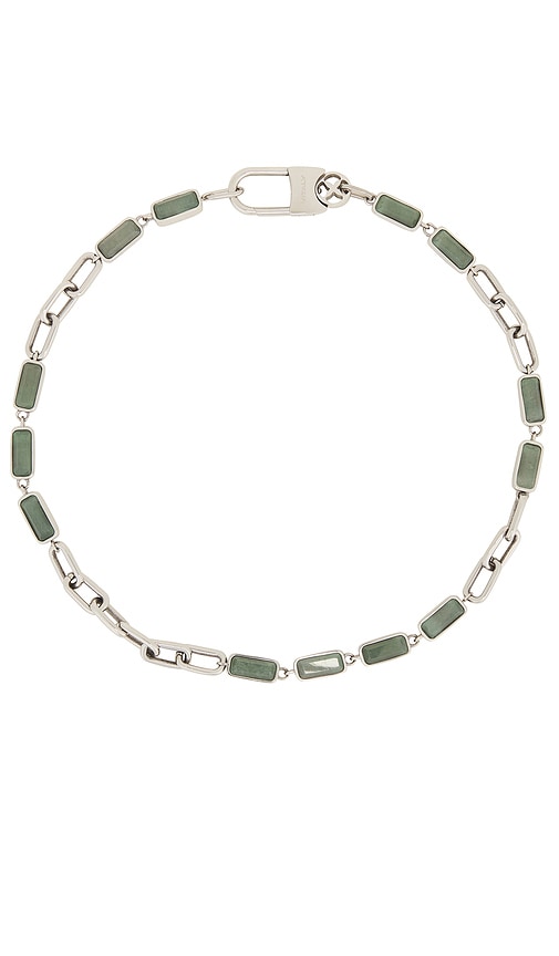 Shop Vitaly Encode Necklace In Stainless Steel & Green Aventurin Stone
