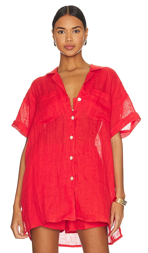 Shop Vitamin A Playa Pocket Blouse In Red