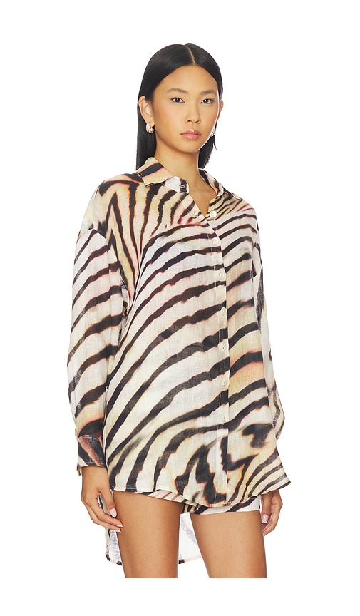 Vitamin A ® Playa Oversize Linen Cover-up Shirt In Multi