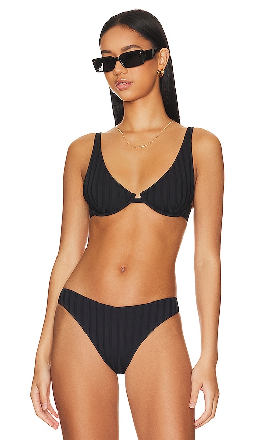 Shop Vitamin A Rossi Halter Underwire Bikini Top In Black
