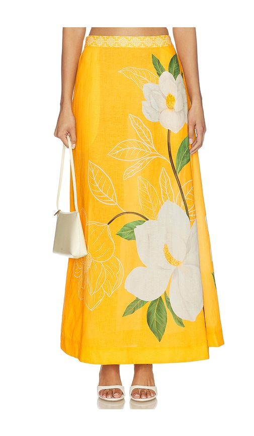 Verandah Magnolia Maxi Skirt in Yellow. Size L. Also in M, S, XL, XS.