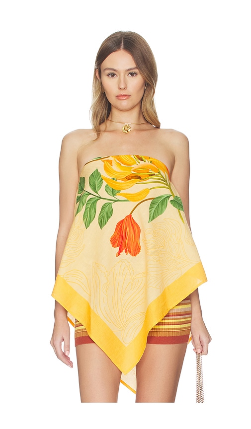 Verandah High-low Linen Scarf Blouse