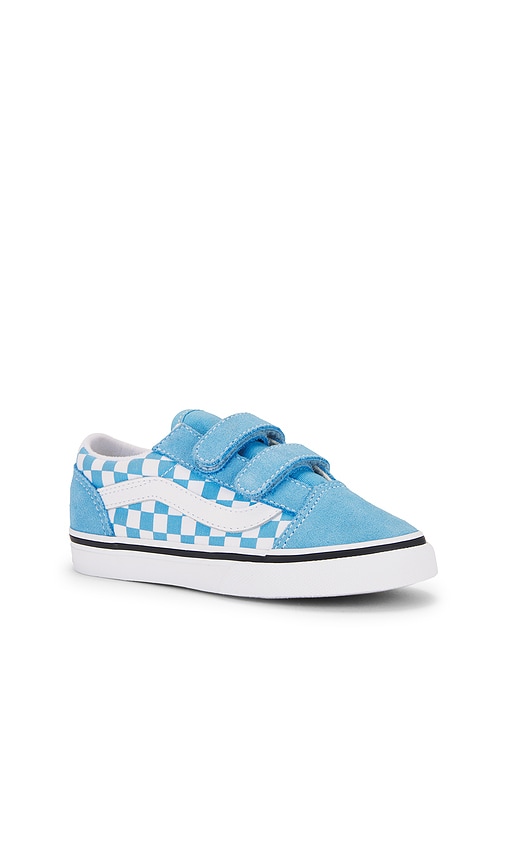 Vans Toddler Old Skool V In Checkerboard Heritage Blue