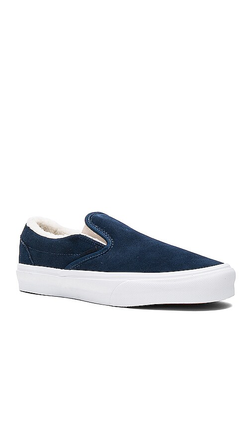 suede fleece slip on vans
