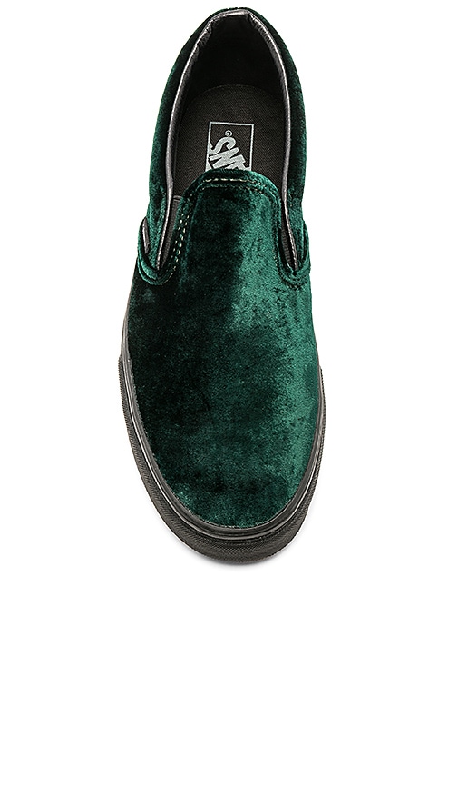 vans green velvet slip ons