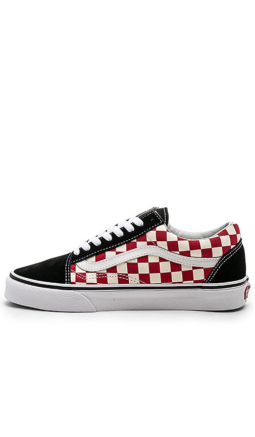 red checkered vans with black