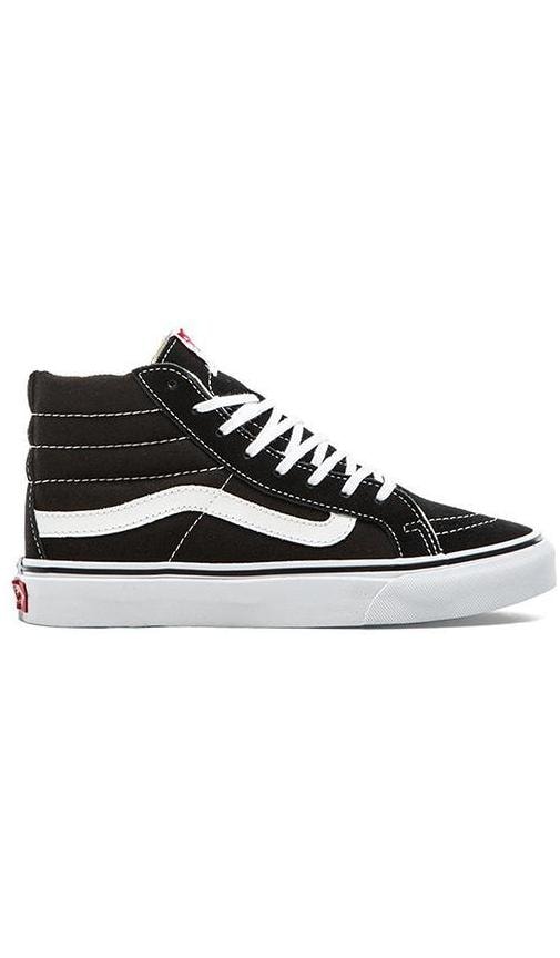 vans sk8 hi slim black & true white shoes