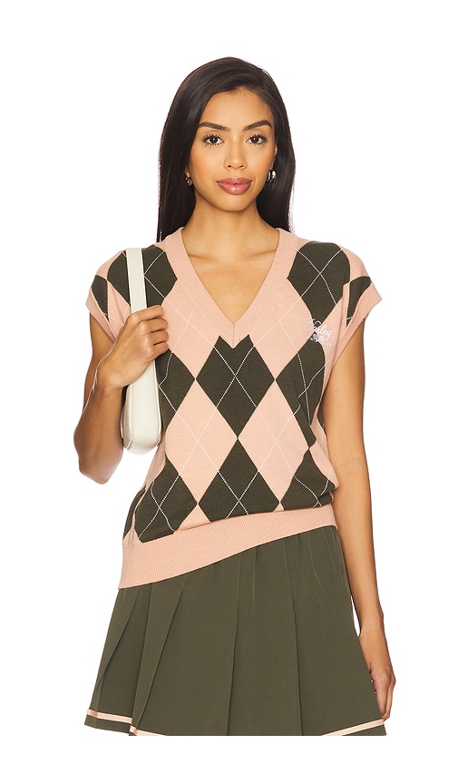Avika Argyle Vest in Rose,Olive. - size L (also in M, S, XL, XS) - Varley - Modalova