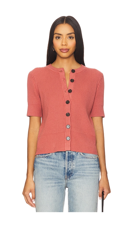 Micha Short Sleeve Cardigan in Mauve. - size S (also in L, M, XS)