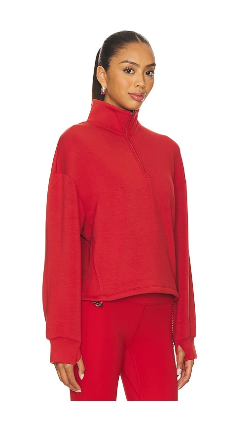 Varley Sian Cropped Half Zip Midlayer In Red