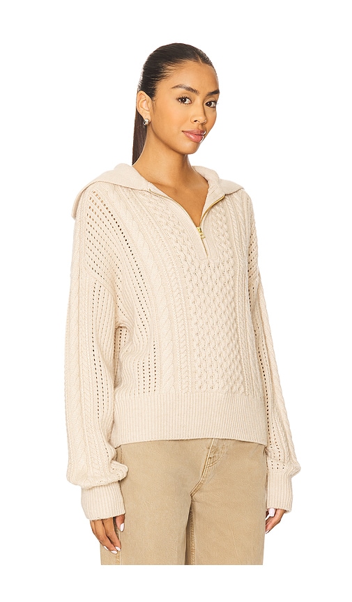 Varley Camello Relaxed Cable Half Zip Sweater In Neutral